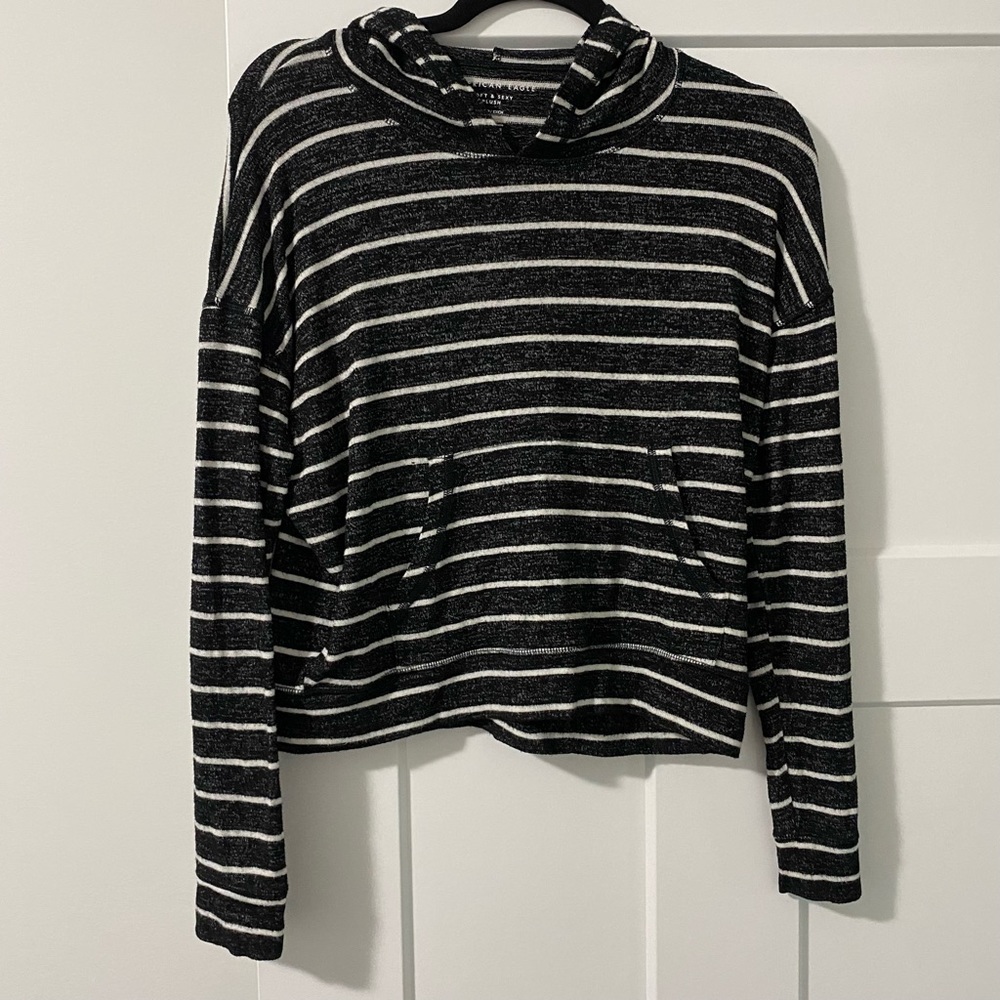 American Eagle - Soft & Sexy Plush striped hooded top - Size XS